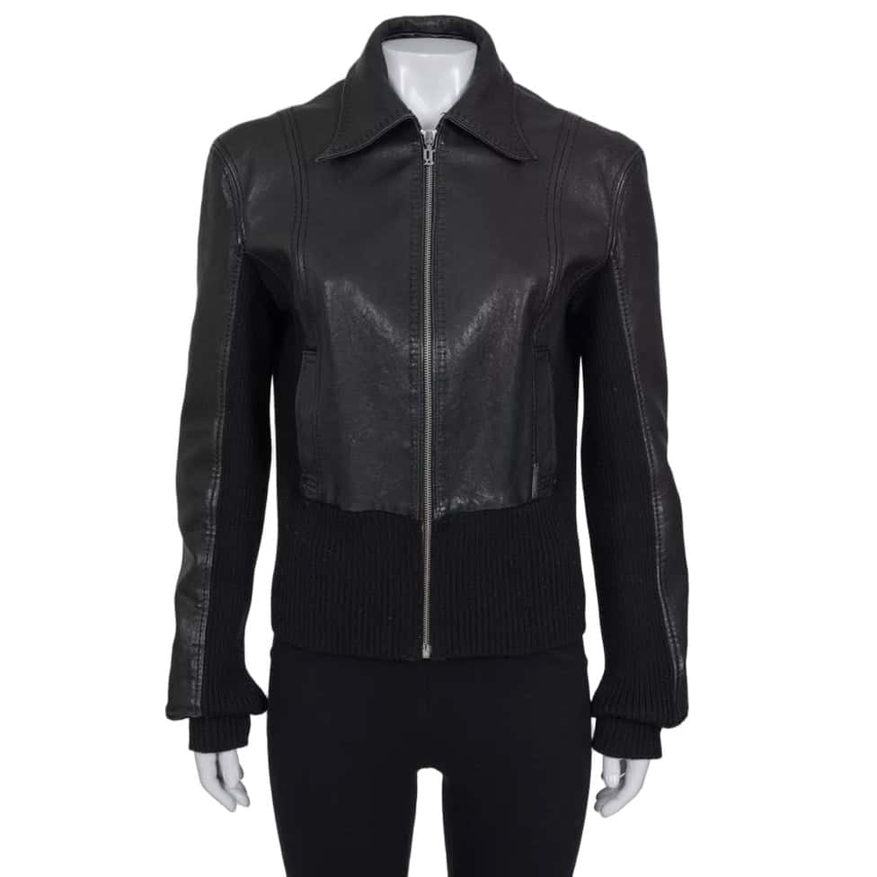 John Galliano John Galliano Black Embroidered Leather Jacket EU34/XS pre-ownned Black Leather Good condition - Front View