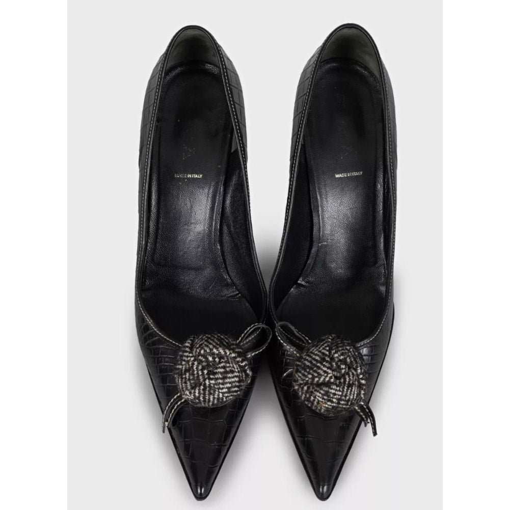 Prada Prada Black Leather Pointed-Toe Pumps, Size 40.5 Pre-owned Black Leather Good condition - Back View