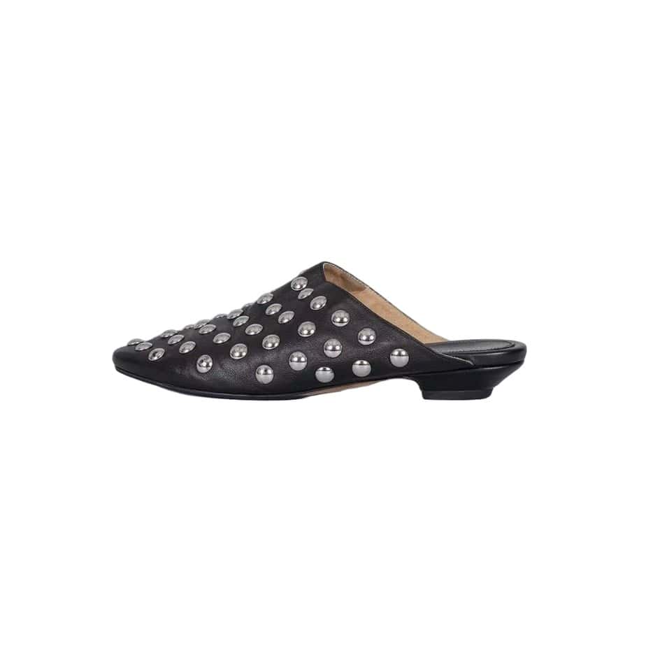 Khaite Khaite The Otto Black Leather Clogs - Size 38.5 pre-owned Black Leather Good condition - Front View