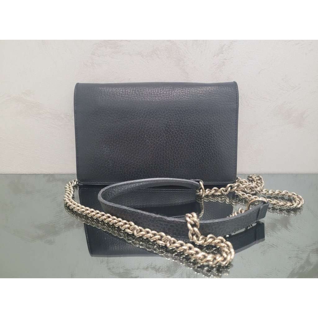 Gucci Gucci Interlocking G Black Leather Wallet on Chain Pre-owned Black Leather Good - Inside View