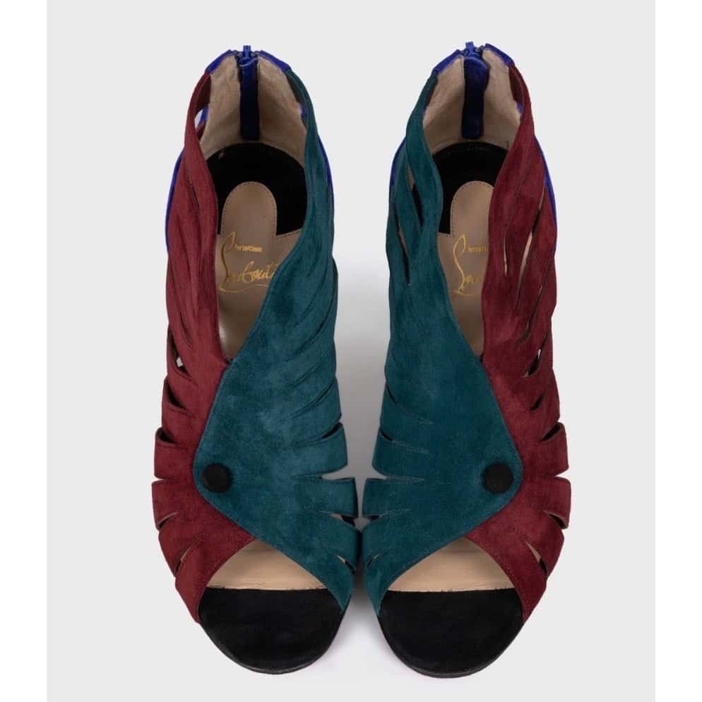 Christian Louboutin Christian Louboutin Multicolor Suede Heels - Sz.38.5 pre-owned Burgundy Suede Good condition - Back View
