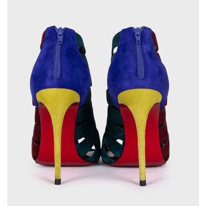 Christian Louboutin Christian Louboutin Multicolor Suede Heels - Sz.38.5 pre-owned Burgundy Suede Good condition - Model View