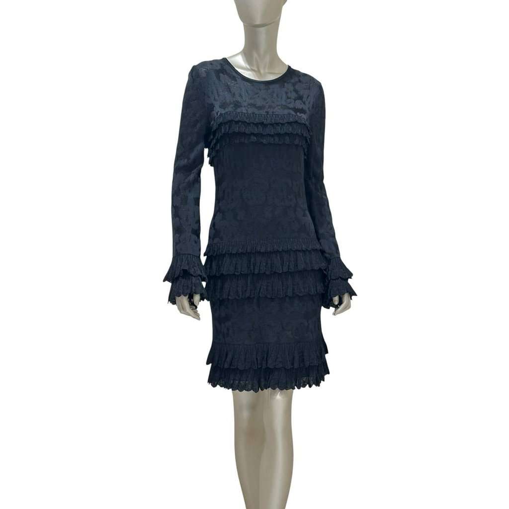 Chanel Chanel 2020 Black Viscose Tiered Ruffle Dress sz.40 pre-owned Black Good condition - Back View
