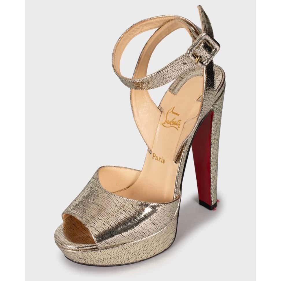 Christian Louboutin Christian Louboutin Gold Print Stiletto Sandals Size 36 Pre-owned Gold Leather Good - Inside View