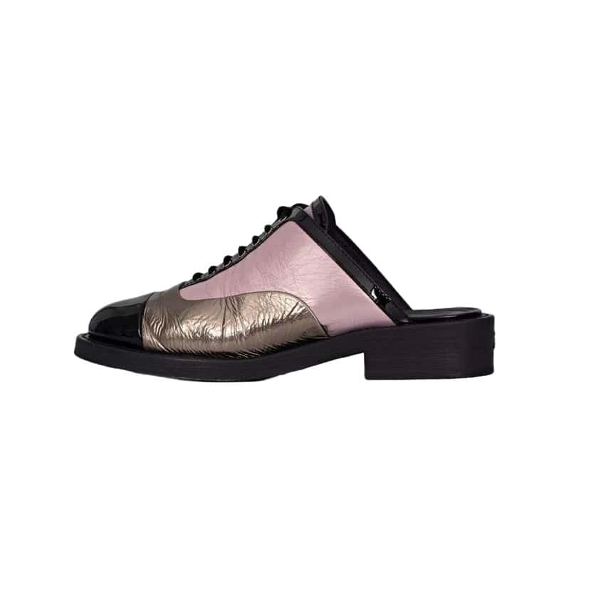 Chanel Chanel Tricolor Lace-Up Clogs Sz.38.5 Pre-owned Black Lace Good condition - Front View