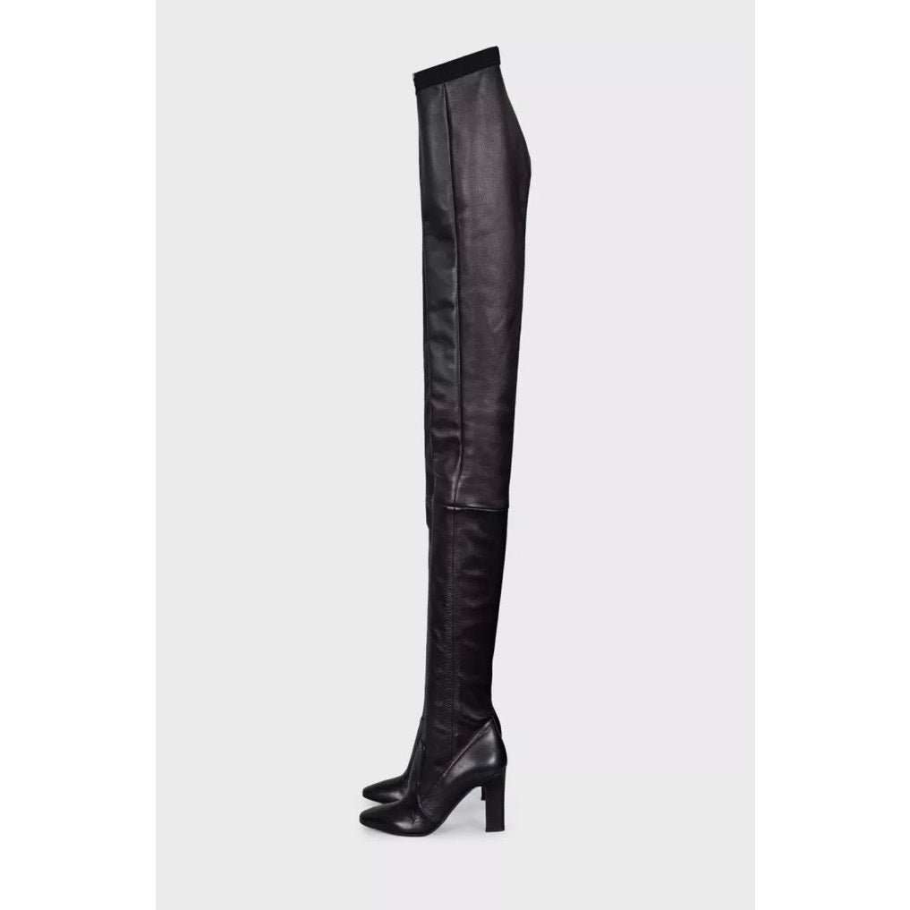 Unsigned Tamara Mellon Black Leather Knee-High Boots - Size 39 pre-owner Black Leather Good - Back View