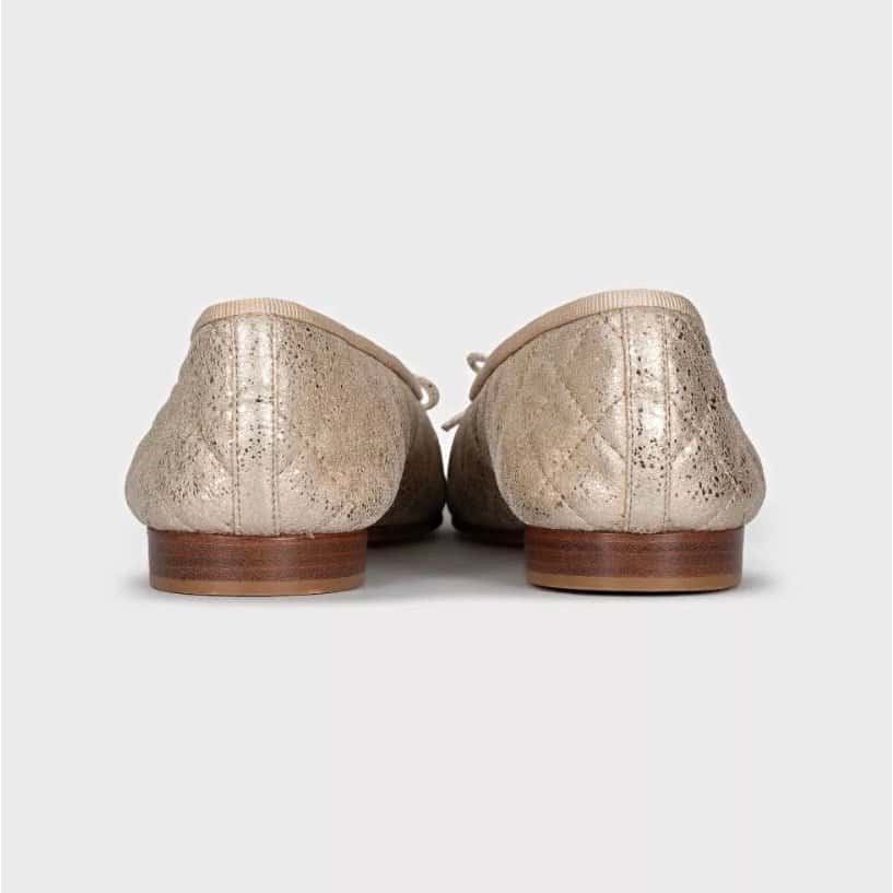 Chanel Chanel Quilted Gold Leather Ballerina Flats - Size 38.5 Pre-owned Gold Leather Good - Model View