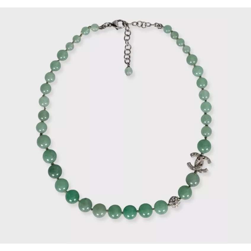 Chanel Chanel Spring/Summer 2015 Green Necklace & Bracelet Set  Pre-owned Green Lace Good - Back View