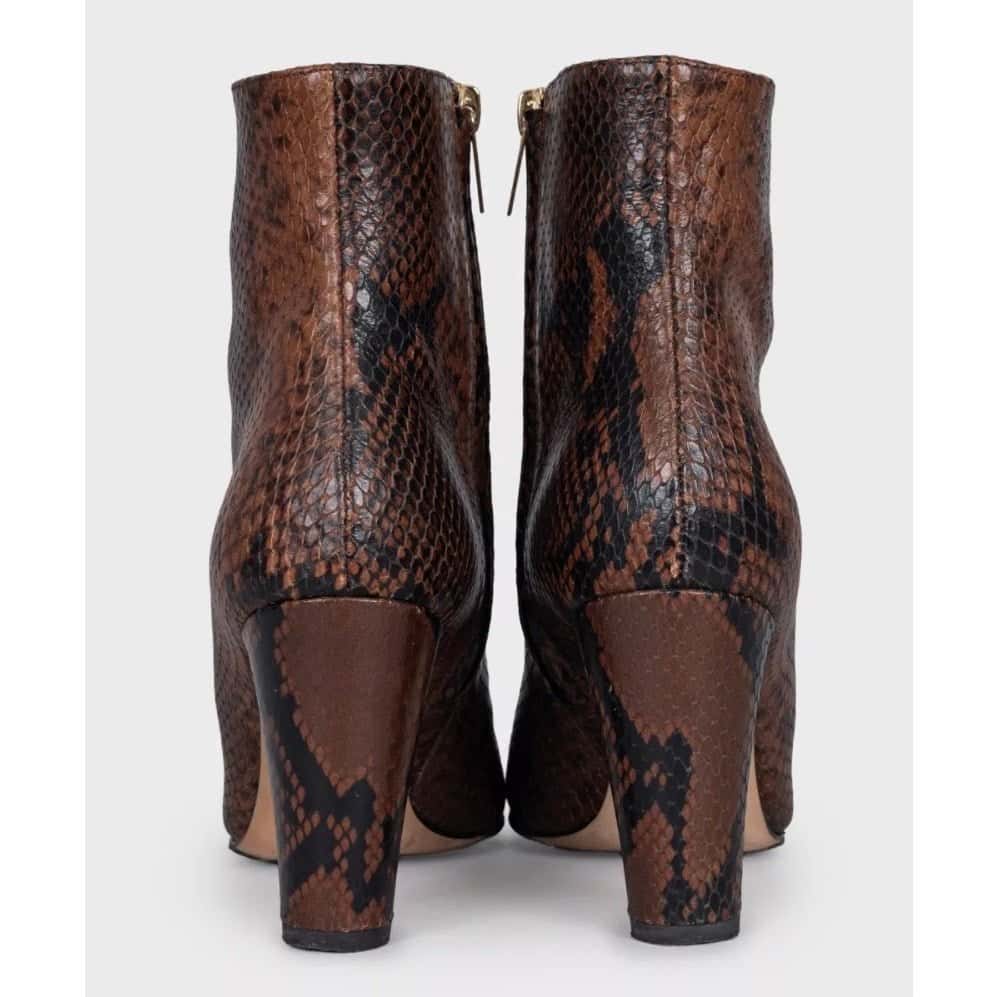 Jimmy Choo Jimmy Choo Animal-Print Leather Ankle Boots Sz 37 Pre-owned Brown Leather Good - Model View