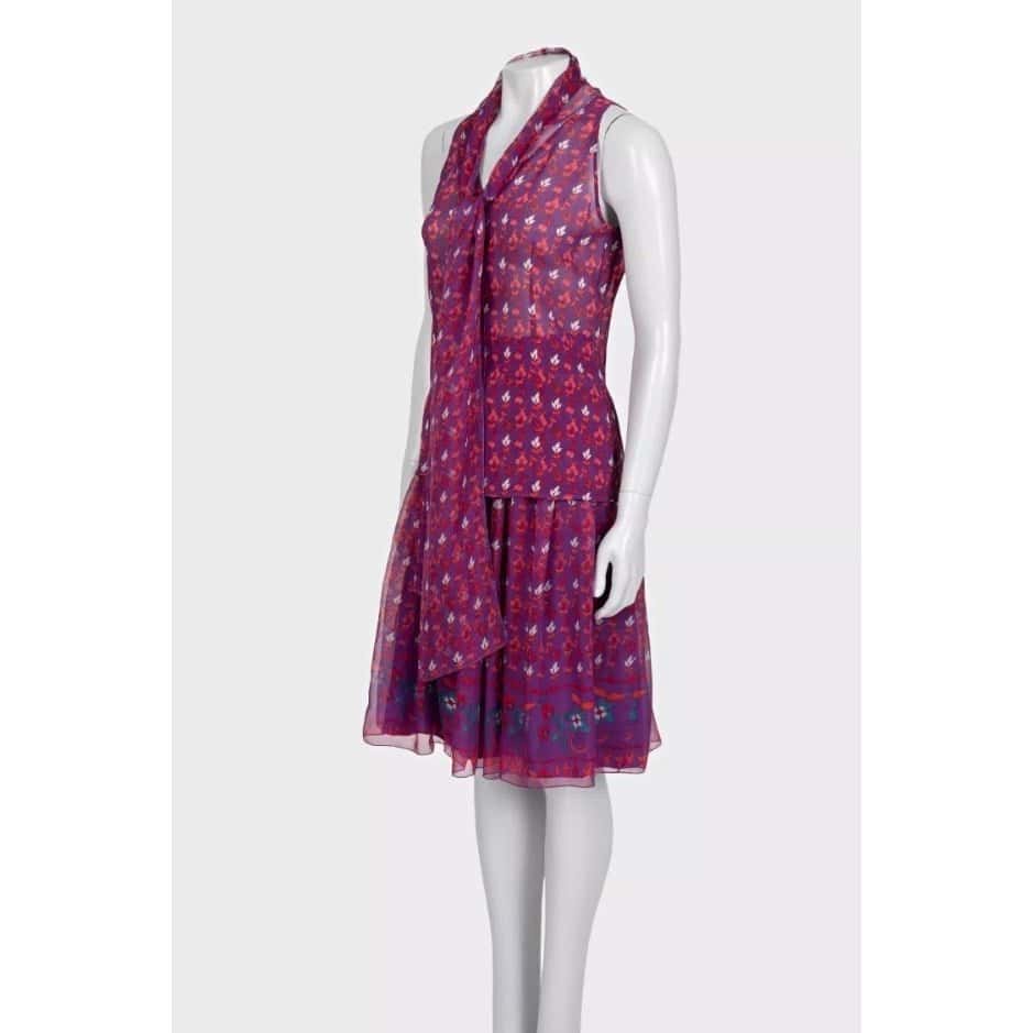 Christian Dior Christian Dior Elegant Purple Silk Suit - Size L Pre-owned Purple Silk Good - Back View