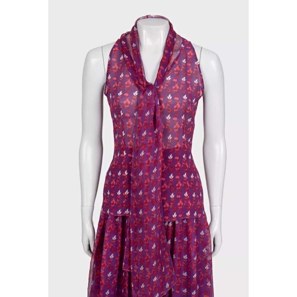 Christian Dior Christian Dior Elegant Purple Silk Suit - Size L Pre-owned Purple Silk Good - Model View