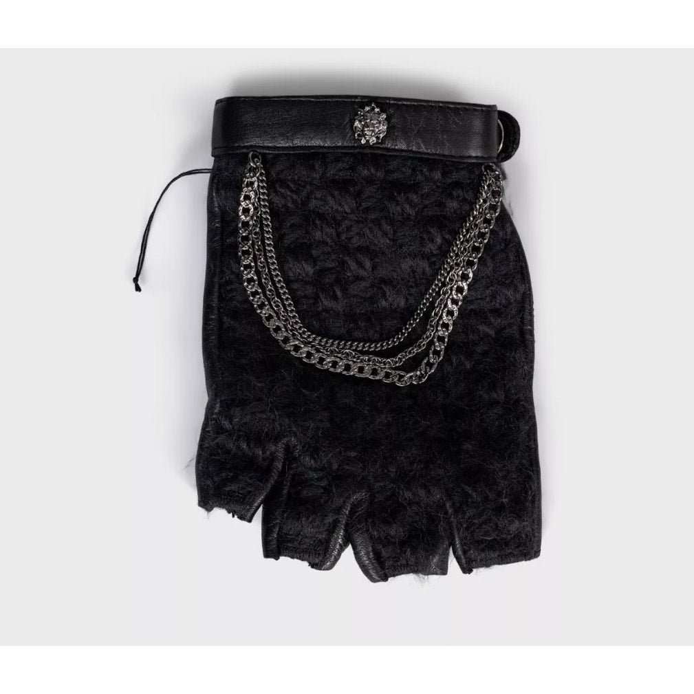 Chanel Chanel Black Leather Chain Detail Fingerless Gloves Mittens Sz.7.5 Pre-owned Black Leather Good condition - Inside View