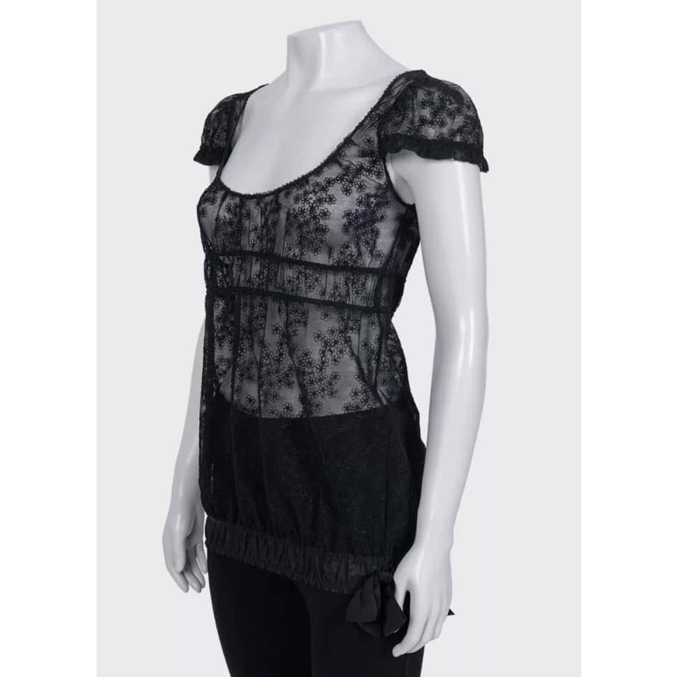Chanel Chanel Elegant Black Lace Top with Bow - Size S / FR36 Pre-owned Black Lace Good - Back View