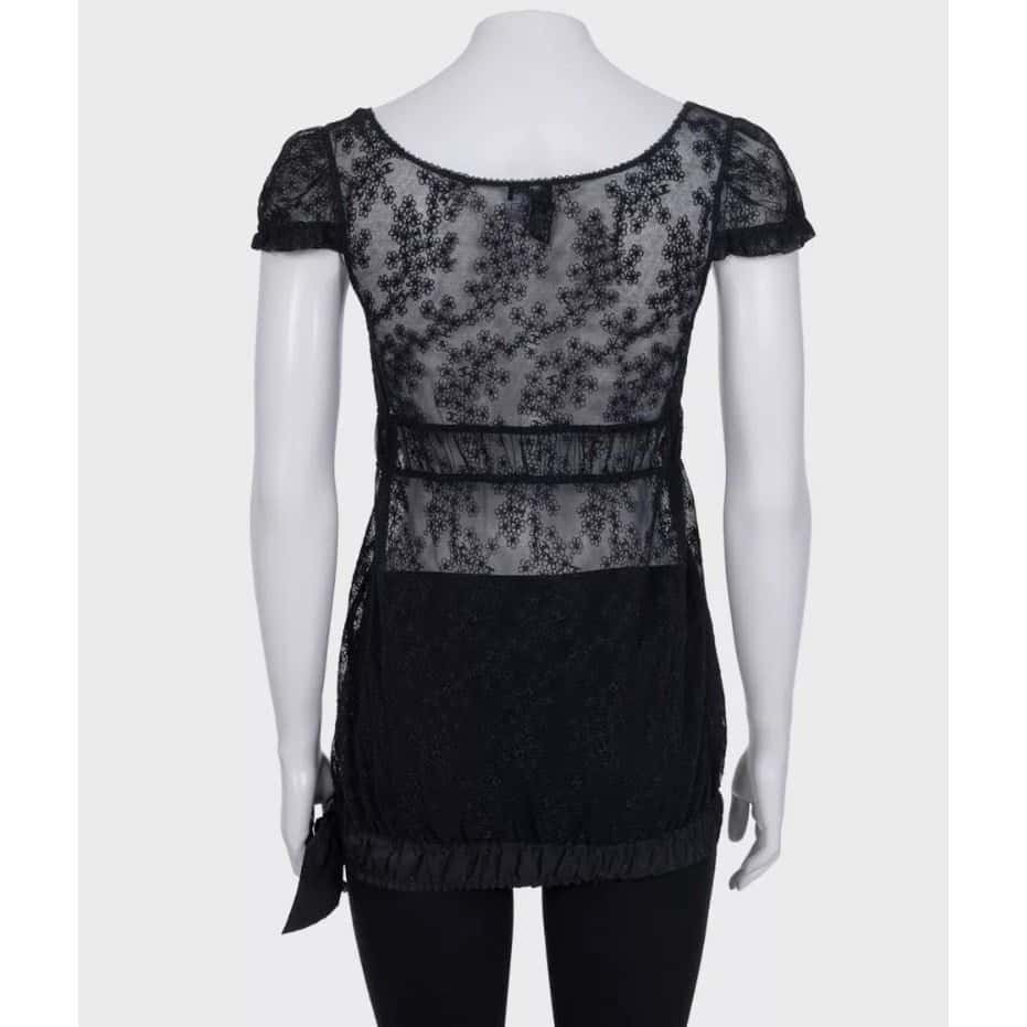 Chanel Chanel Elegant Black Lace Top with Bow - Size S / FR36 Pre-owned Black Lace Good - Inside View
