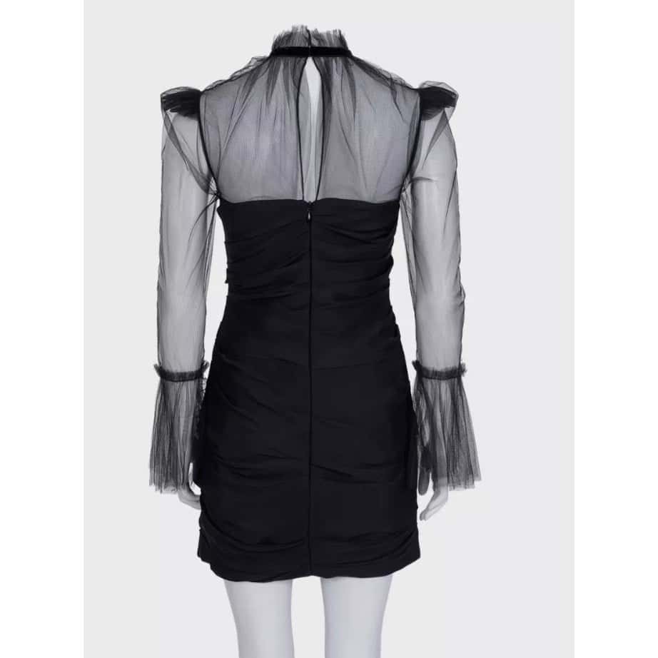 Khaite Khaite Black Silk Cocktail Dress with Sheer Sleeves XS pre-owned Black Silk Never worn - Inside View