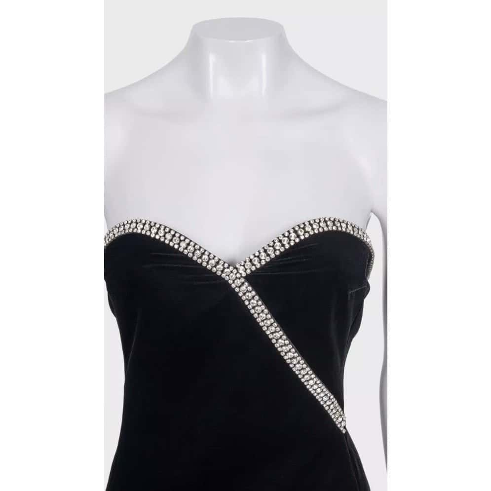 Saint Laurent Saint Laurent Black Crystal Embellished Dress Sz.34XS Pre-owned Black Silk Never worn - Model View