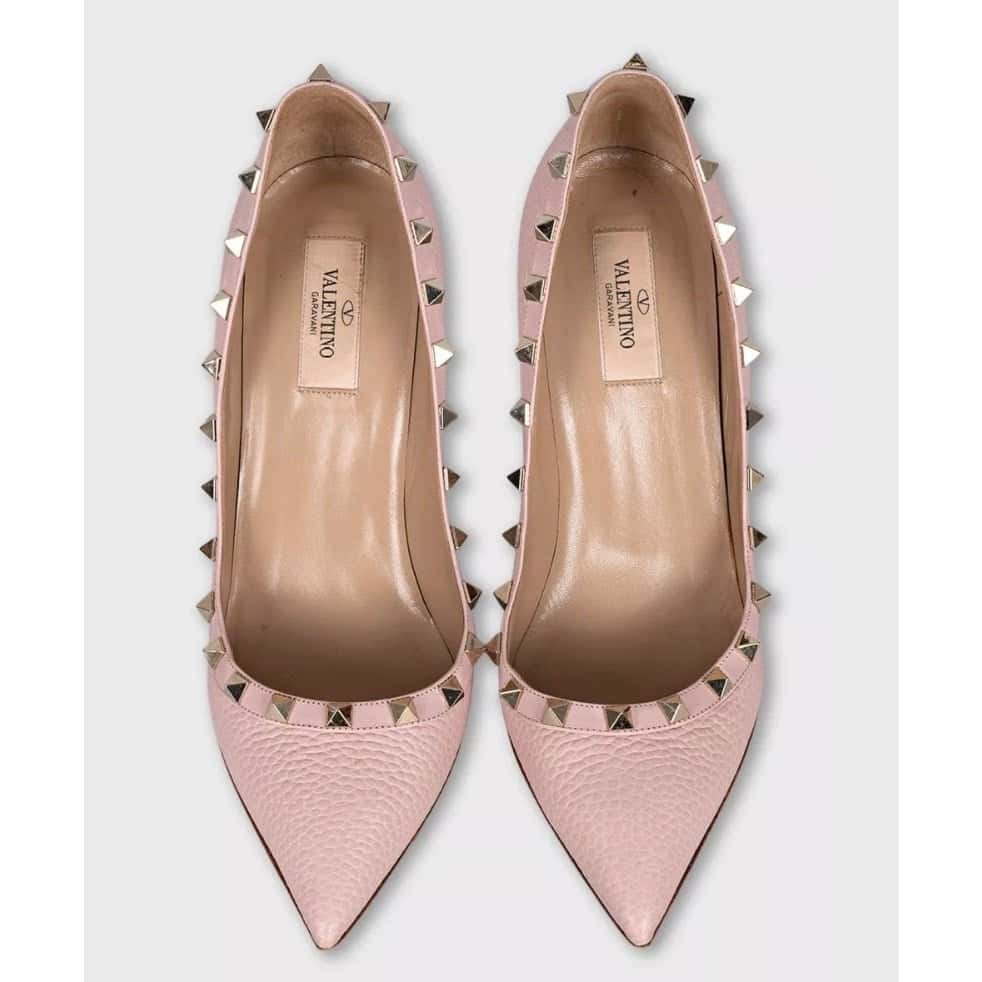 Valentino Valentino Rockstud Pink Leather Pumps Heels Sz.39 Pre-owned Pink Leather Good - Back View
