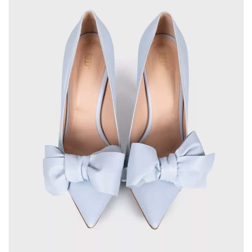 Valentino RED Valentino Blue Leather Bow Pumps  Sz.38.5 pre-owned Red Leather Good - Back View