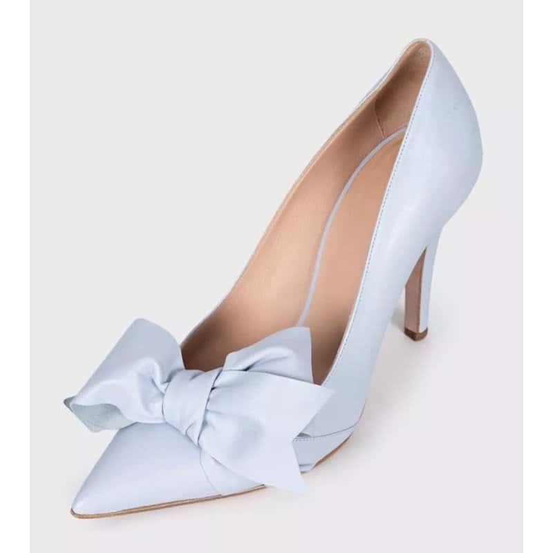 Valentino RED Valentino Blue Leather Bow Pumps  Sz.38.5 pre-owned Red Leather Good - Inside View