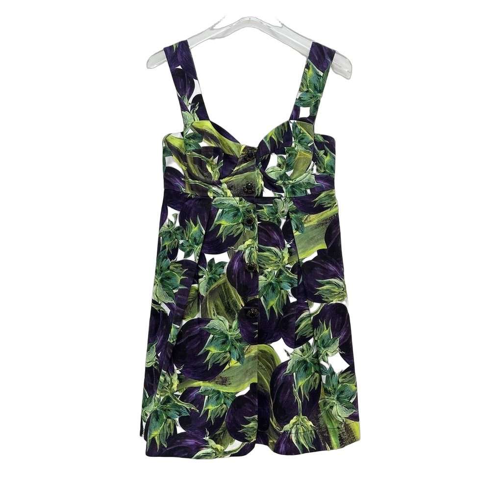 Dolce & Gabbana Dolce & Gabbana Vibrant Botanical Print Cotton Blend Dress Sz.40 pre-owned Black Cotton Good - Front View