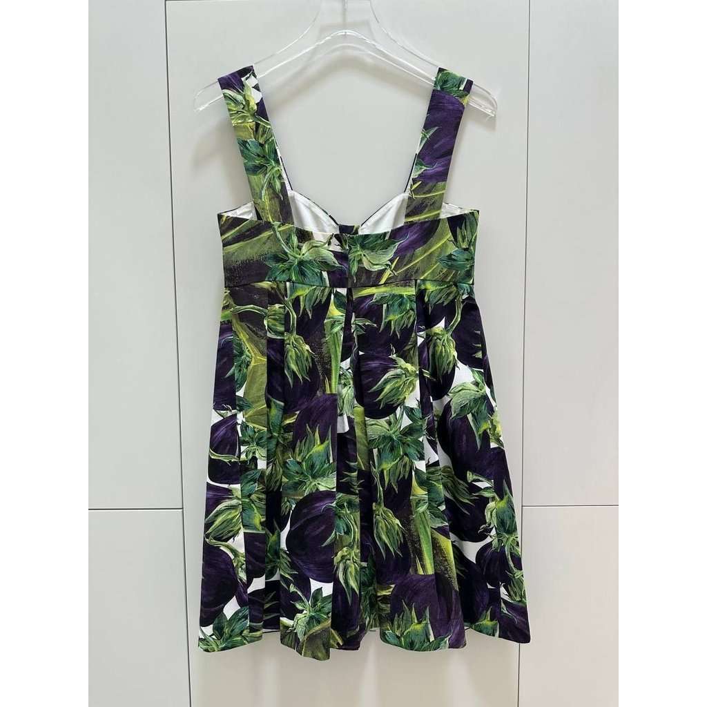 Dolce & Gabbana Dolce & Gabbana Vibrant Botanical Print Cotton Blend Dress Sz.40 pre-owned Black Cotton Good - Back View