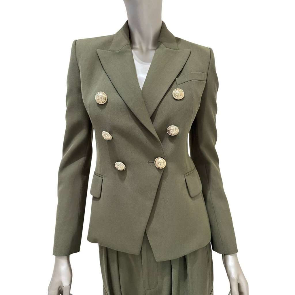 Balmain Balmain Green Twill Suit - EU 36 (S) Pre-owned Green Cotton Good condition - Box View
