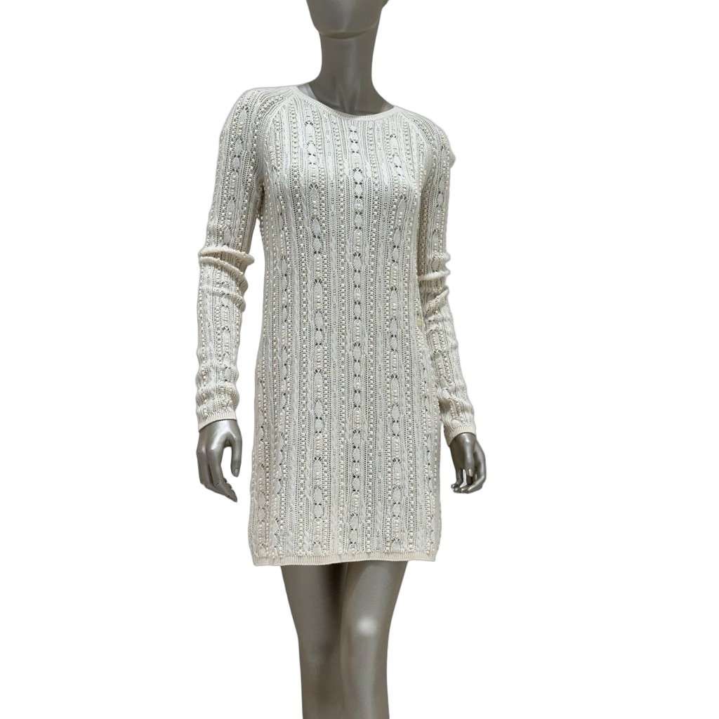 Dolce & Gabbana Elegant Chanel Knit Cream Wool Blend Dress Sz.40 Pre-owned Beige Wool Never worn - Front View