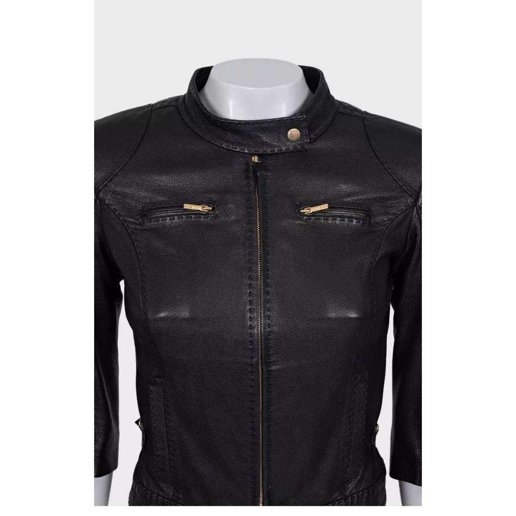Fendi Fendi Black Leather Cropped Sleeve Jacket sz.40 pre-owned Black Leather Good condition - Model View
