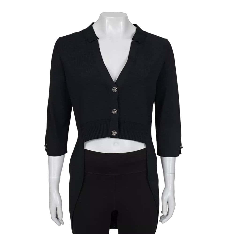 Chanel NWOT Chanel Black V-Neck Cardigan | Never Worn Sz.42/XL Pre-owned Black Never worn - Front View