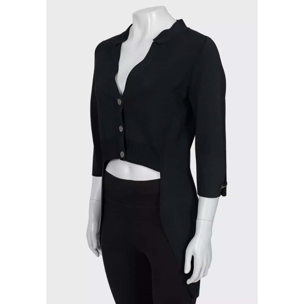Chanel NWOT Chanel Black V-Neck Cardigan | Never Worn Sz.42/XL Pre-owned Black Never worn - Back View