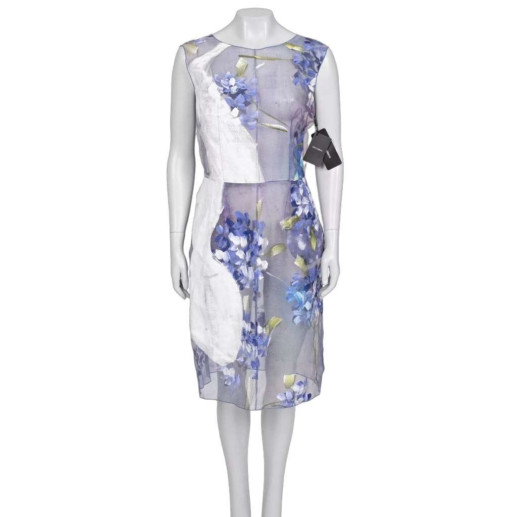 Dolce & Gabbana NWT Dolce & Gabbana Sheer Silk Floral Dress Size 44/L pre-owned Purple Silk Never worn, with tag - Front View