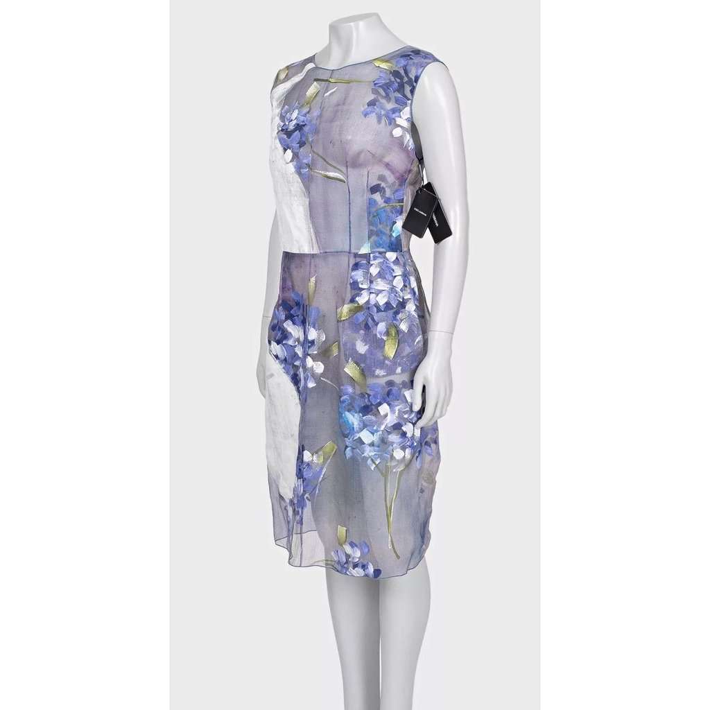 Dolce & Gabbana NWT Dolce & Gabbana Sheer Silk Floral Dress Size 44/L pre-owned Purple Silk Never worn, with tag - Back View