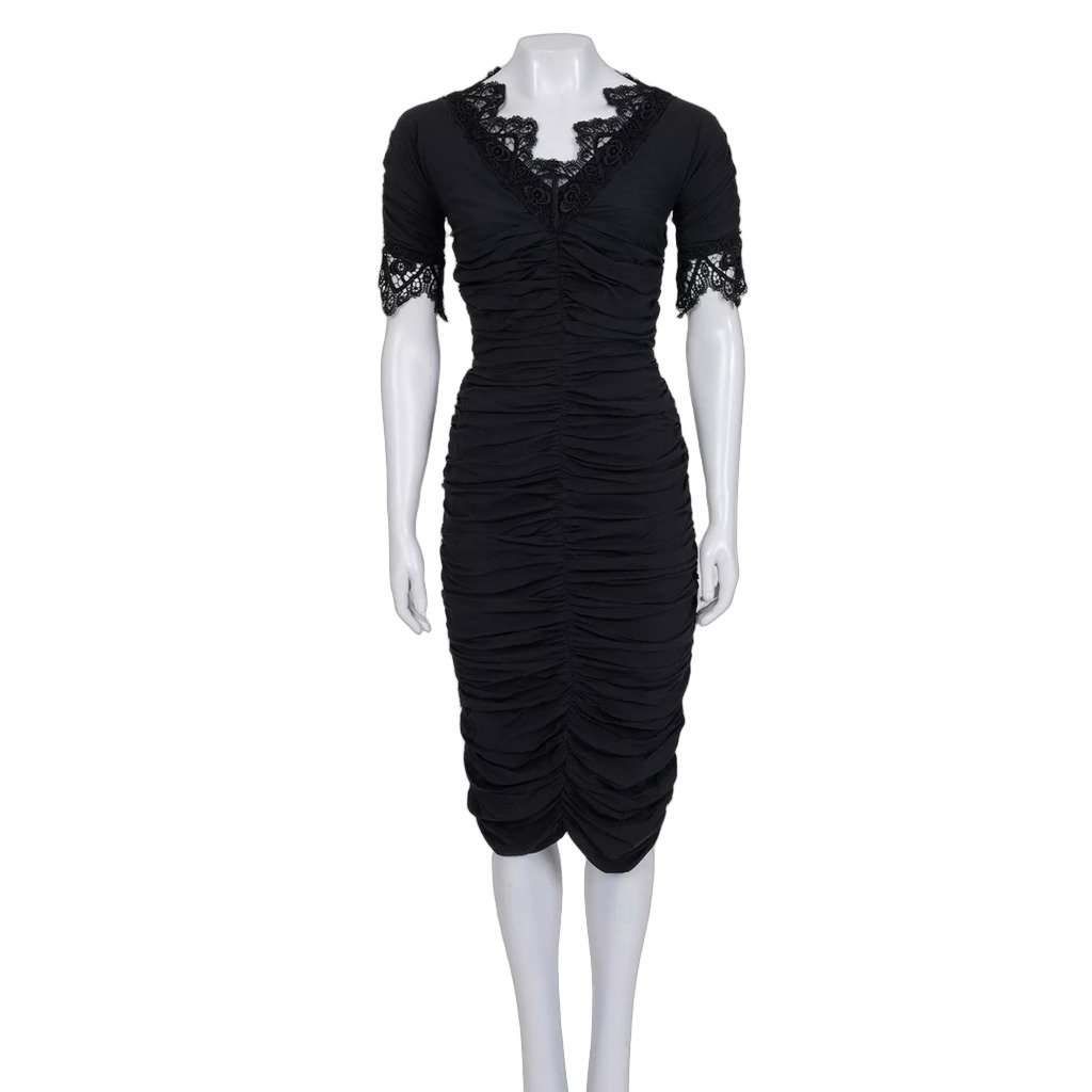 Dolce & Gabbana NWOT Dolce & Gabbana Black Draped Lace Dress - Size S pre-owned Black Lace Never worn - Front View