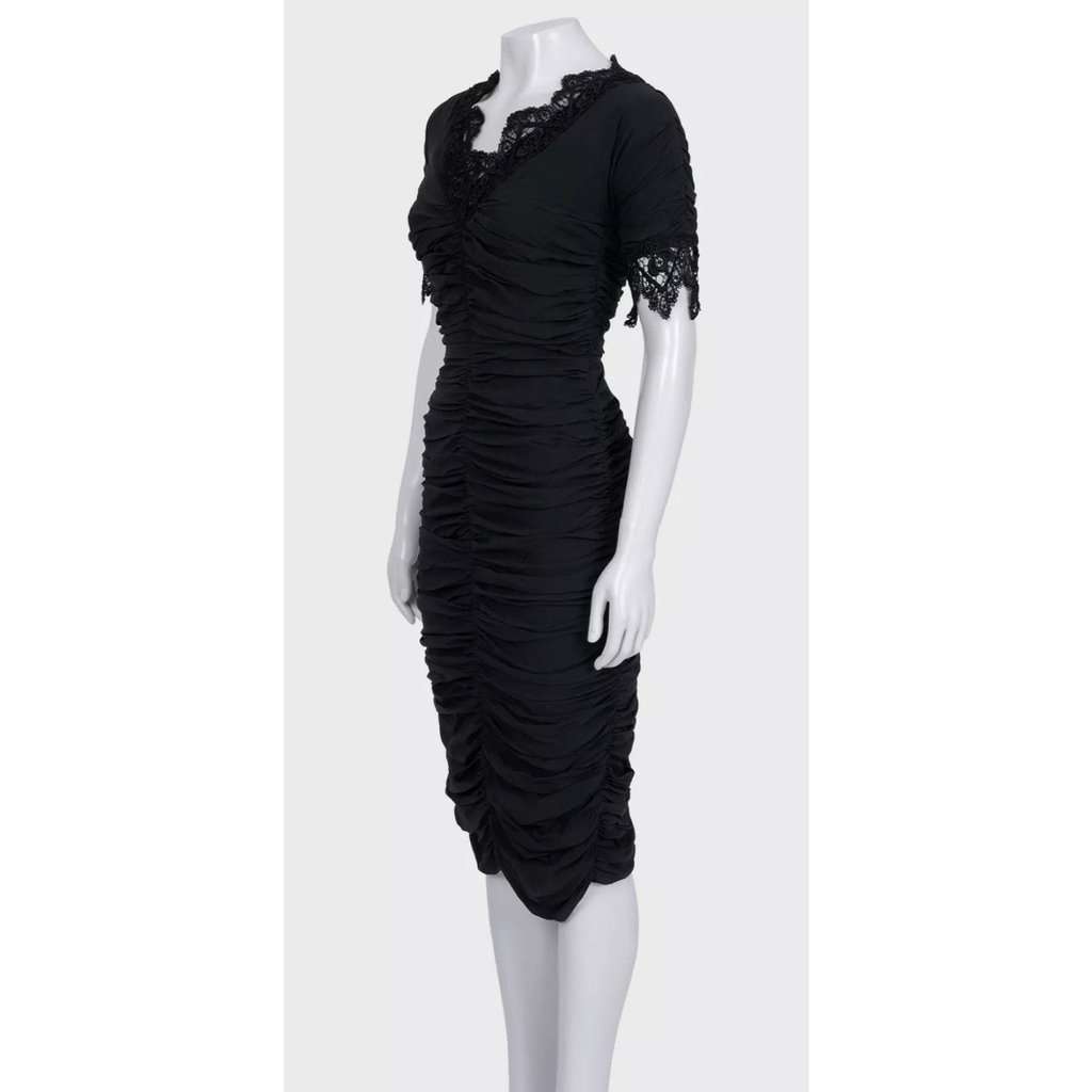 Dolce & Gabbana NWOT Dolce & Gabbana Black Draped Lace Dress - Size S pre-owned Black Lace Never worn - Back View