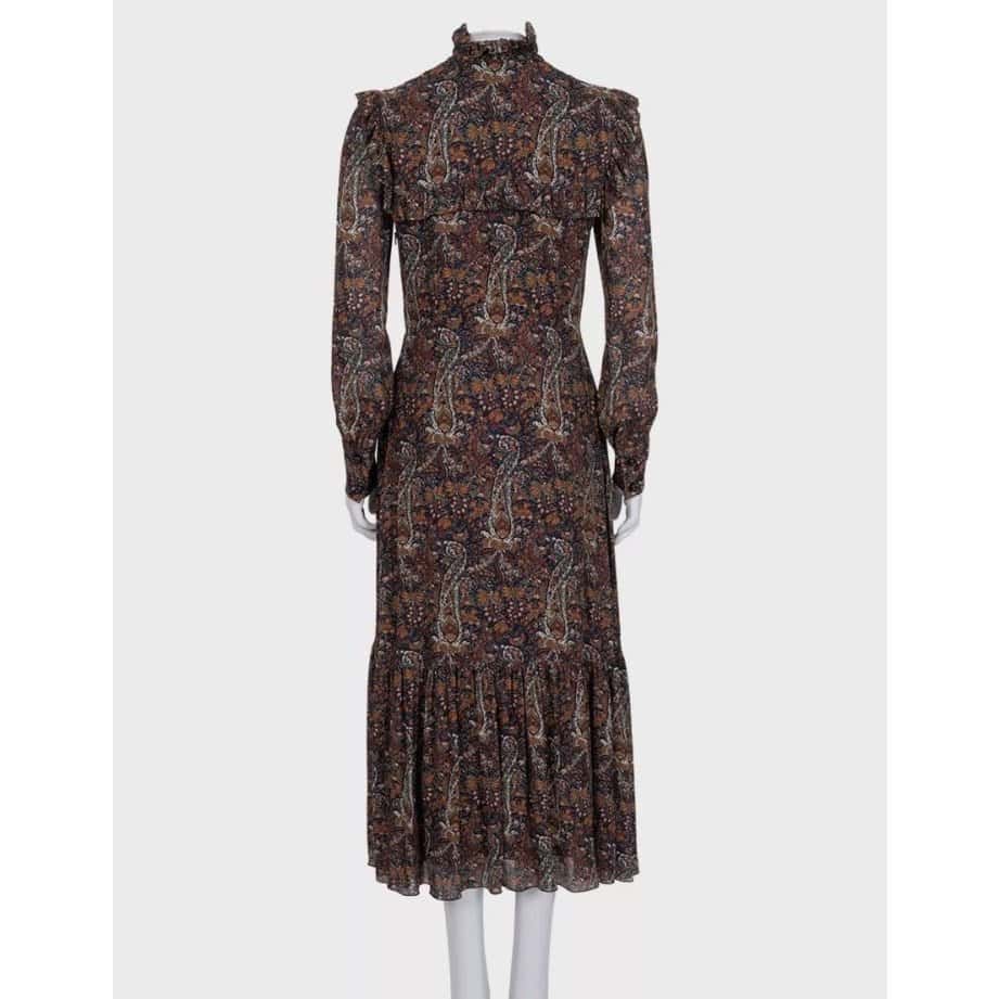 Saint Laurent Saint Laurent Floral Viscose Silk Lined Button Dress Sz.38 pre-owned Brown Silk Good condition - Inside View