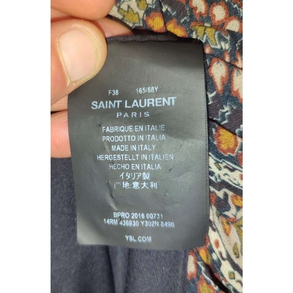 Saint Laurent Saint Laurent Floral Viscose Silk Lined Button Dress Sz.38 pre-owned Brown Silk Good condition - Box View