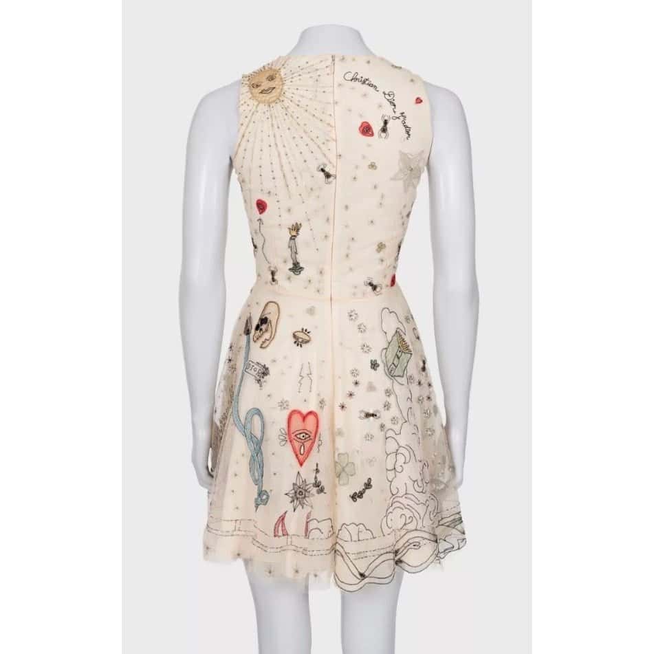 Christian Dior Christian Dior SS17 'La Roue de la Fortune' Dress sz.S pre-owned Beige Good condition - Model View