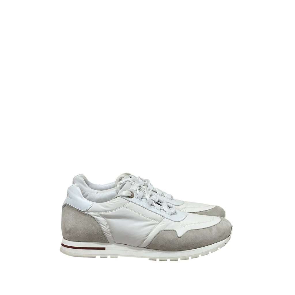 Loro Piana Loro Piana White & Grey Suede Leather Sneakers sz.37.5 Pre-owned White Suede Good condition - Back View