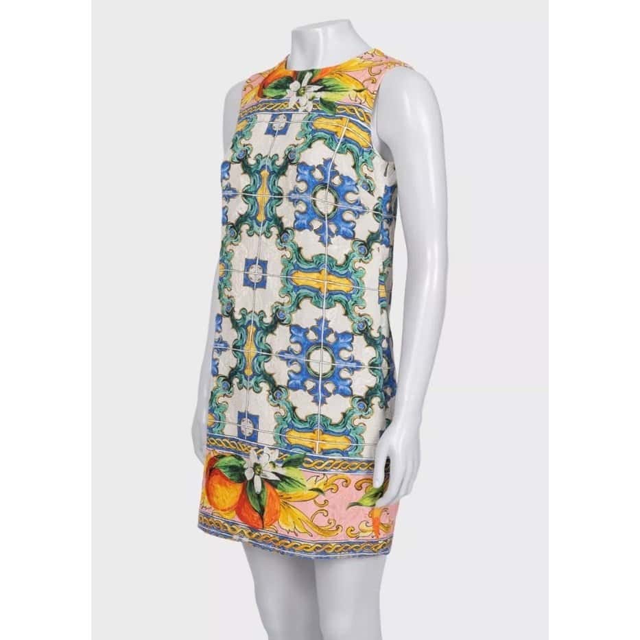 Dolce & Gabbana Dolce & Gabbana Vibrant Printed Cotton Silk Dress XXS pre-owned MultiColor Cotton Good condition - Back View