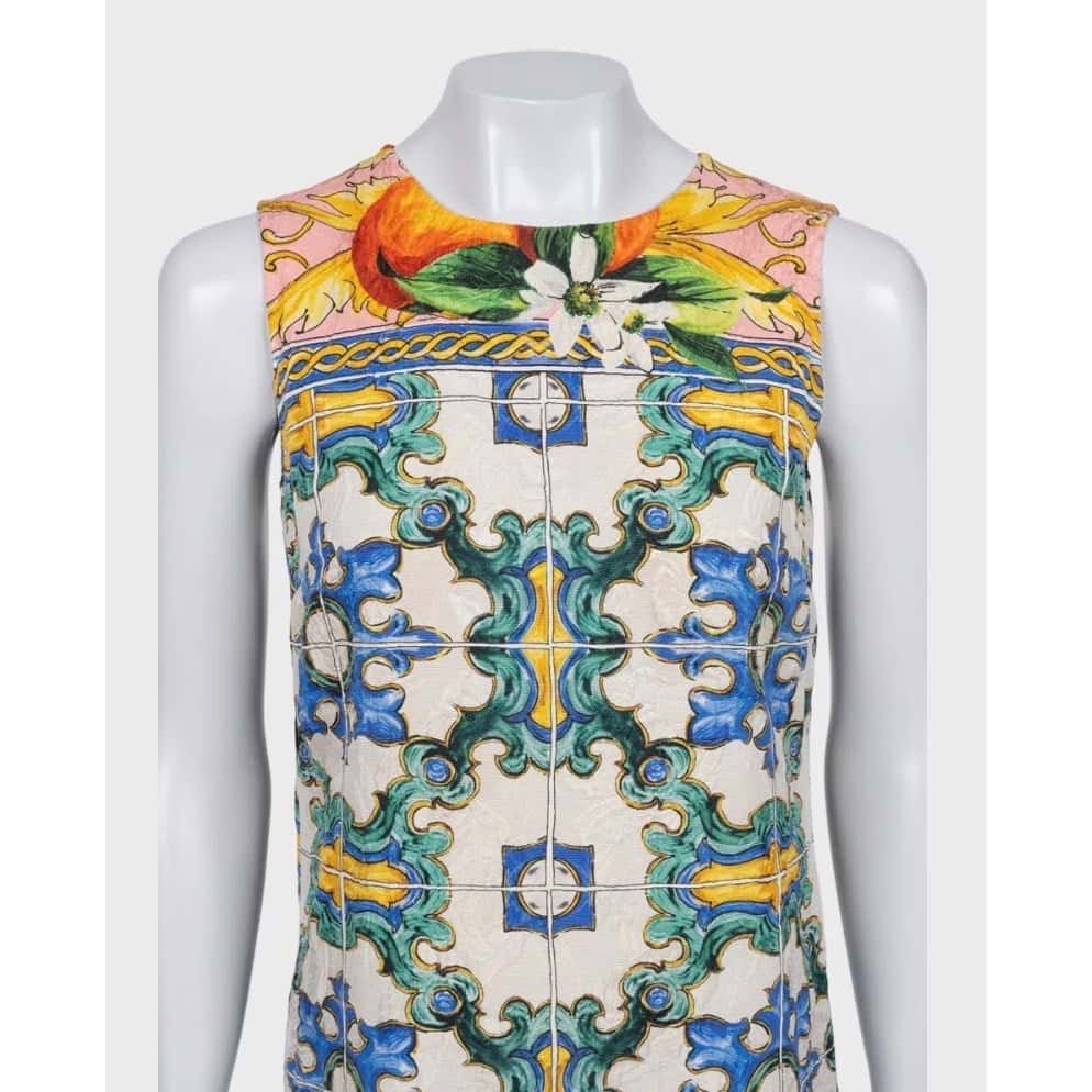 Dolce & Gabbana Dolce & Gabbana Vibrant Printed Cotton Silk Dress XXS pre-owned MultiColor Cotton Good condition - Model View