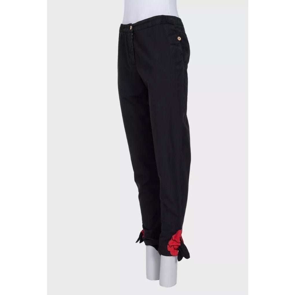 Yves Saint Laurent YSL Vintage Black Cotton-Silk Trousers Sz. 38 Pre-owned Black Cotton Good - Back View