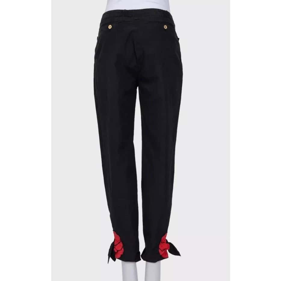 Yves Saint Laurent YSL Vintage Black Cotton-Silk Trousers Sz. 38 Pre-owned Black Cotton Good - Inside View