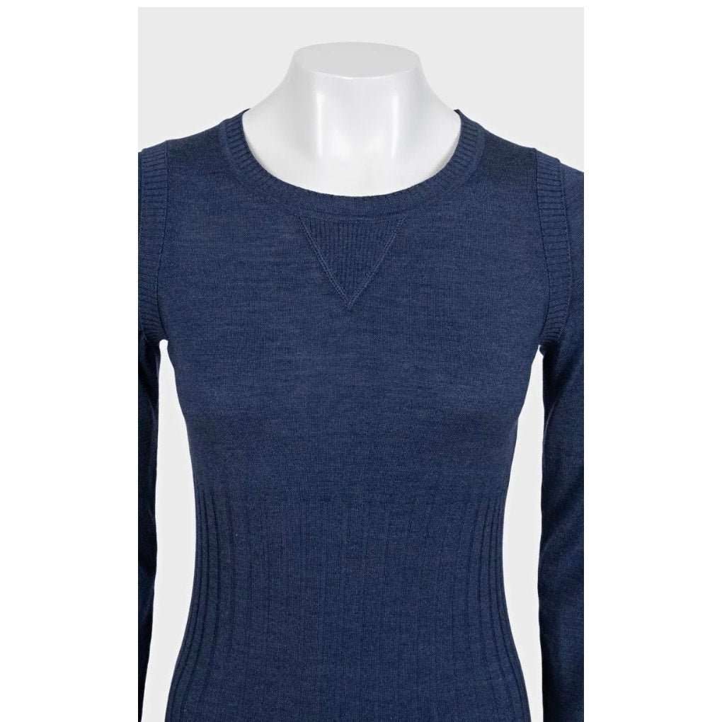 Chanel Chanel Fitted Wool & Silk Dress Sz.36 Pre-owned Blue Wool Good - Model View