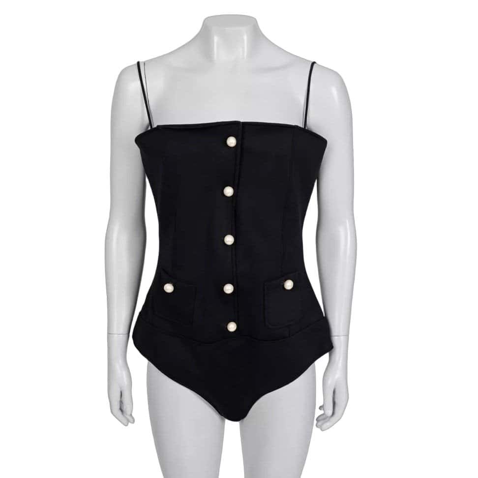 Chanel Chanel Black Body with Signature Buttons – Size FR40 / L pre-owned Black Silk Good condition - Front View