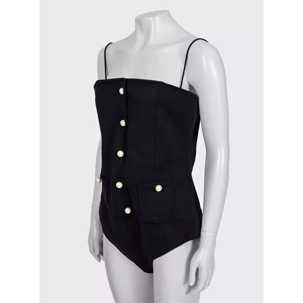 Chanel Chanel Black Body with Signature Buttons – Size FR40 / L pre-owned Black Silk Good condition - Back View