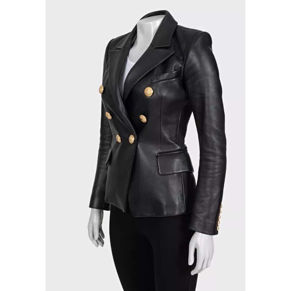 Balmain Balmain Luxurious Black Lamb Leather Jacket - Size FR34/XS Pre-owned Black Leather Good - Back View