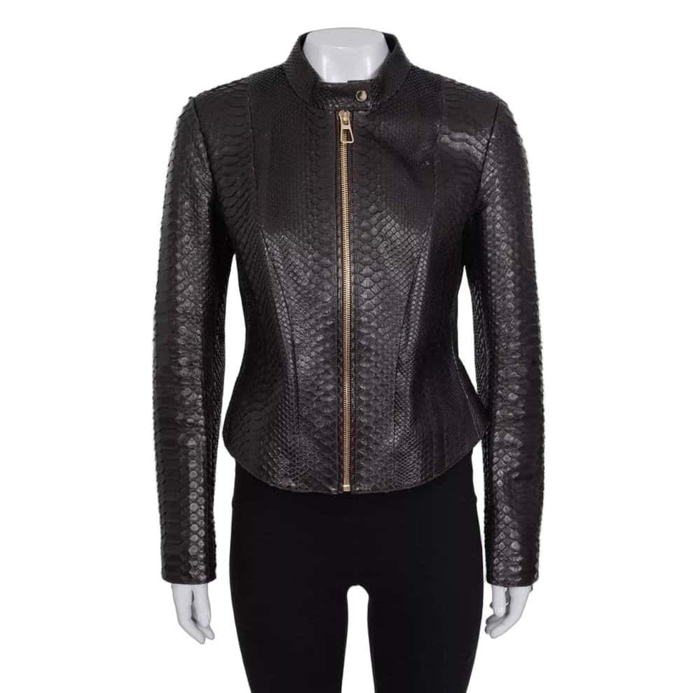 Alberta Ferretti NWOT Alberta Ferretti Cropped Lambskin Leather Jacket IT44/S Brown Leather Never worn - Front View