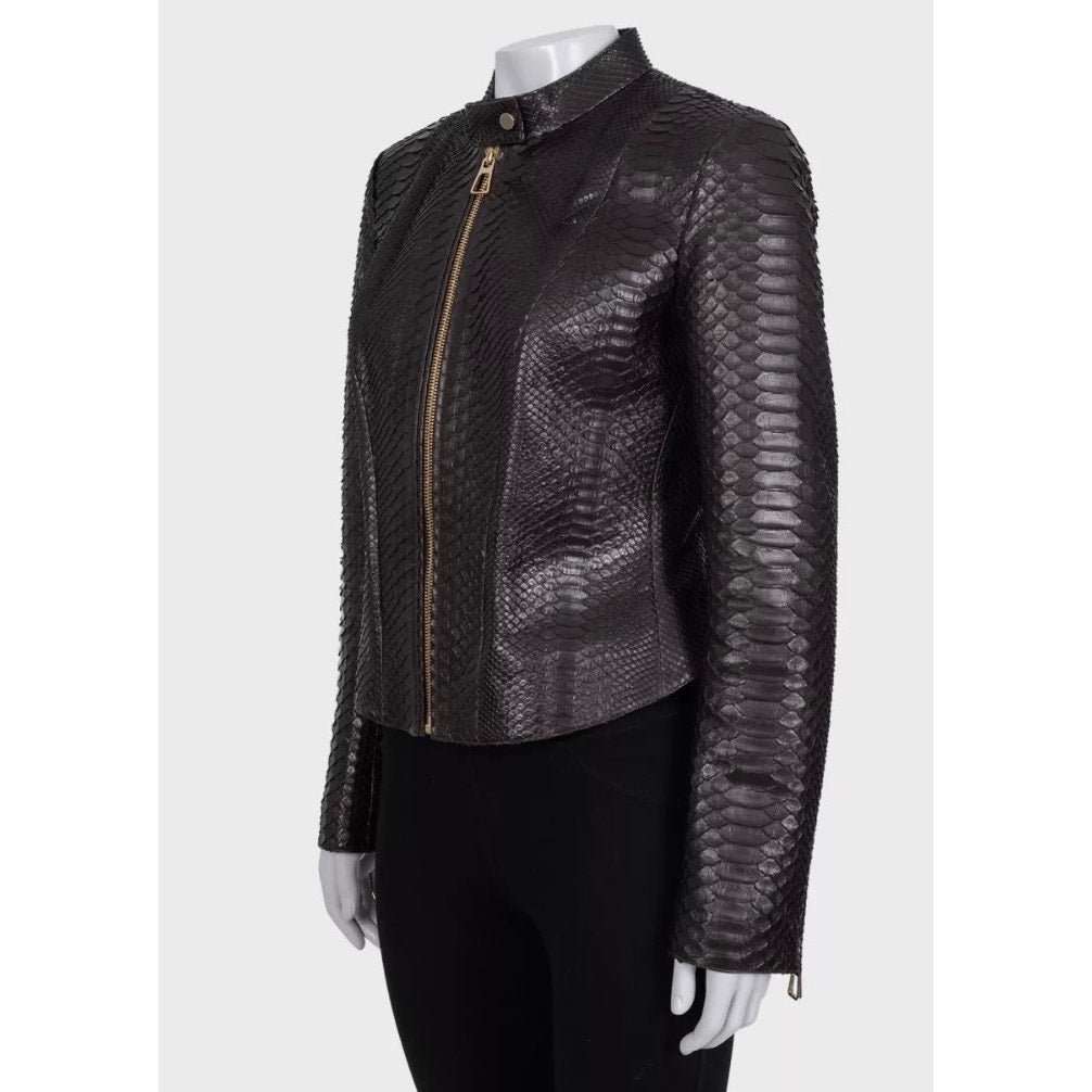 Alberta Ferretti NWOT Alberta Ferretti Cropped Lambskin Leather Jacket IT44/S Brown Leather Never worn - Back View