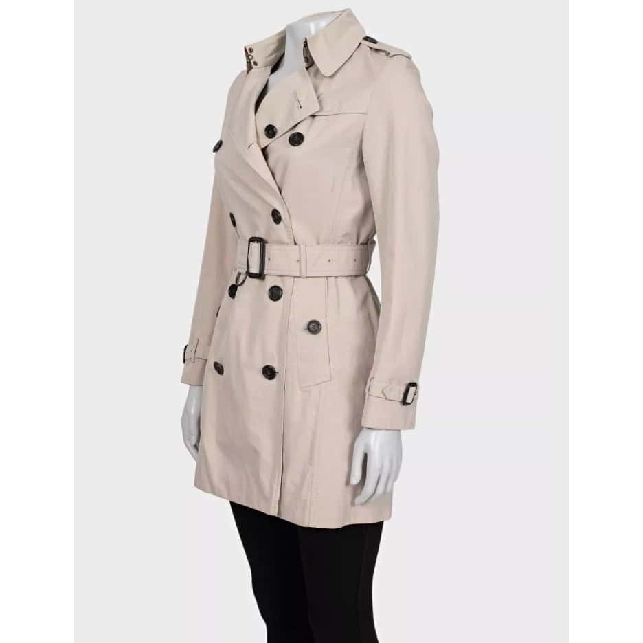 Burberry Burberry Beige Cropped Trench Coat with Belt EU32/XXS Pre-owned Beige Cotton Good - Back View