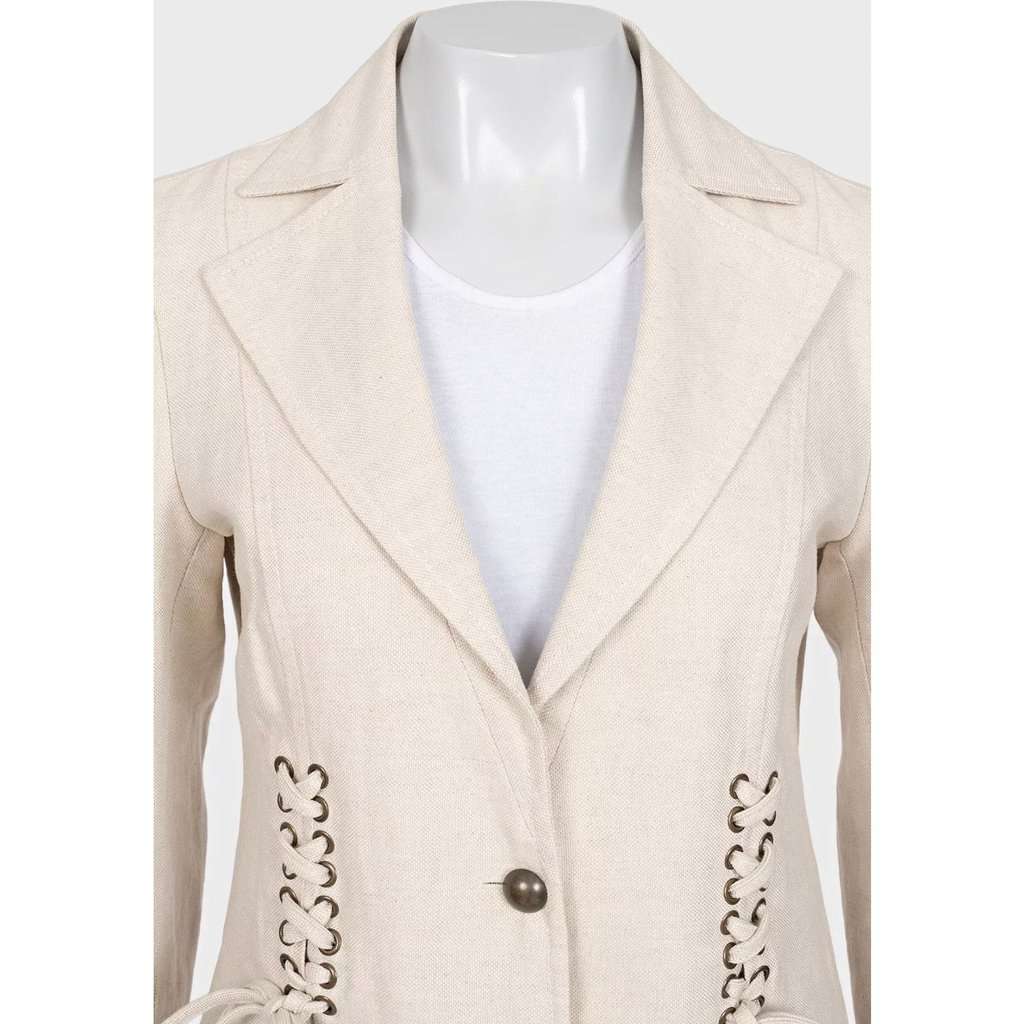 Valentino NWOT Valentino Roma Beige Cotton-Linen Shorts & Jacket Set Sz.40 Pre-owned Beige Cotton Never worn - Box View
